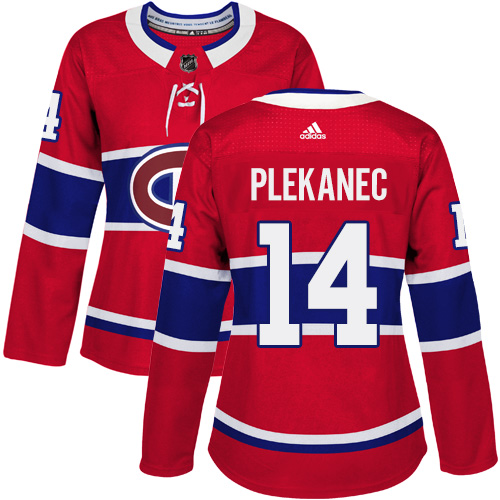 Adidas Montreal Canadiens 14 Tomas Plekanec Red Home Authentic Women Stitched NHL Jersey
